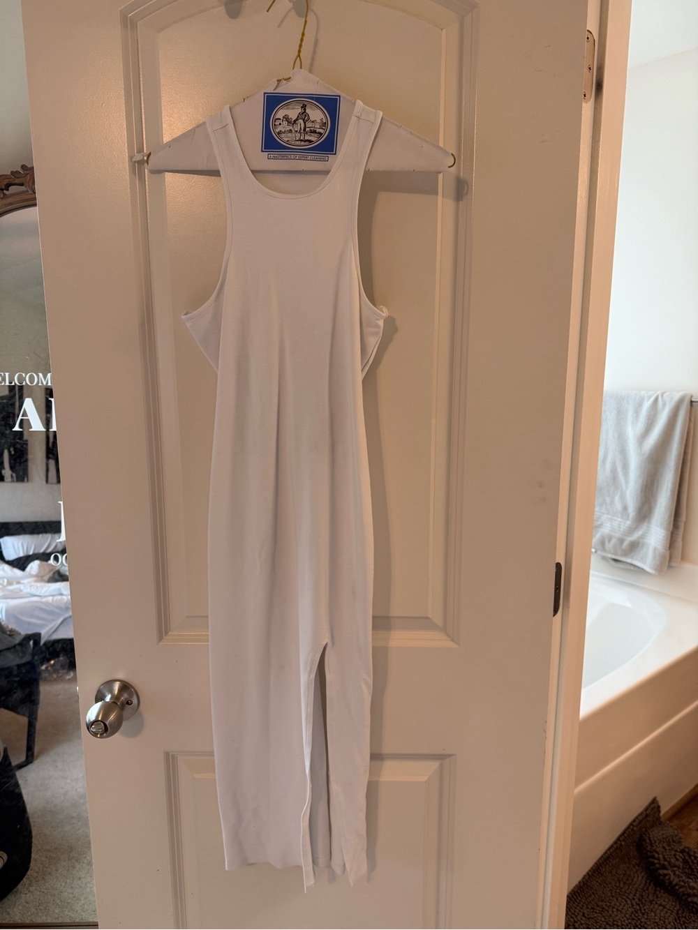 Forever 21 White Sleeveless Midi Tank Dress with Front Slit